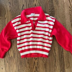 Dress Forum Red and White V Neck Sweater